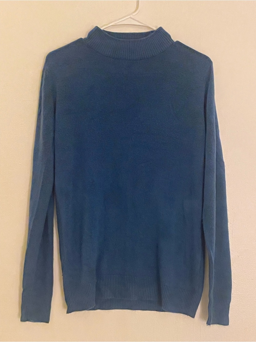Zara Knit Blue Mock Neck Crew Sweater Soft Cozy Cute Spring Summer Longsleeve